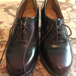 Clark’s Women’s leather block heeled shoes.